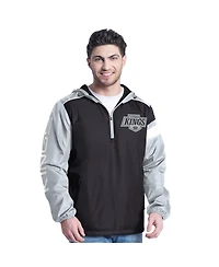 G-iii Sports by Carl Banks Men's Black/Silver Los Angeles Kings Lateral Half-Zip Hoodie Jacket