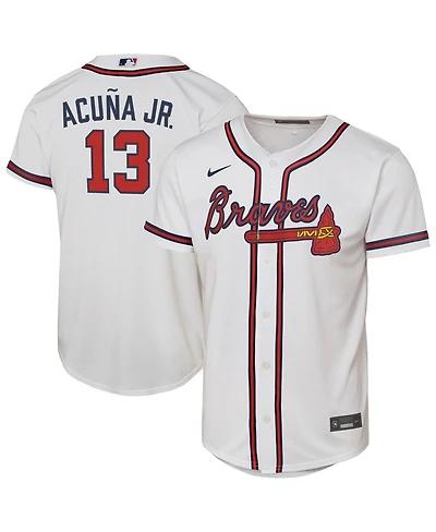 Nike Big Boys and Girls Ronald Acuna Jr. White Atlanta Braves Home Replica Player Jersey