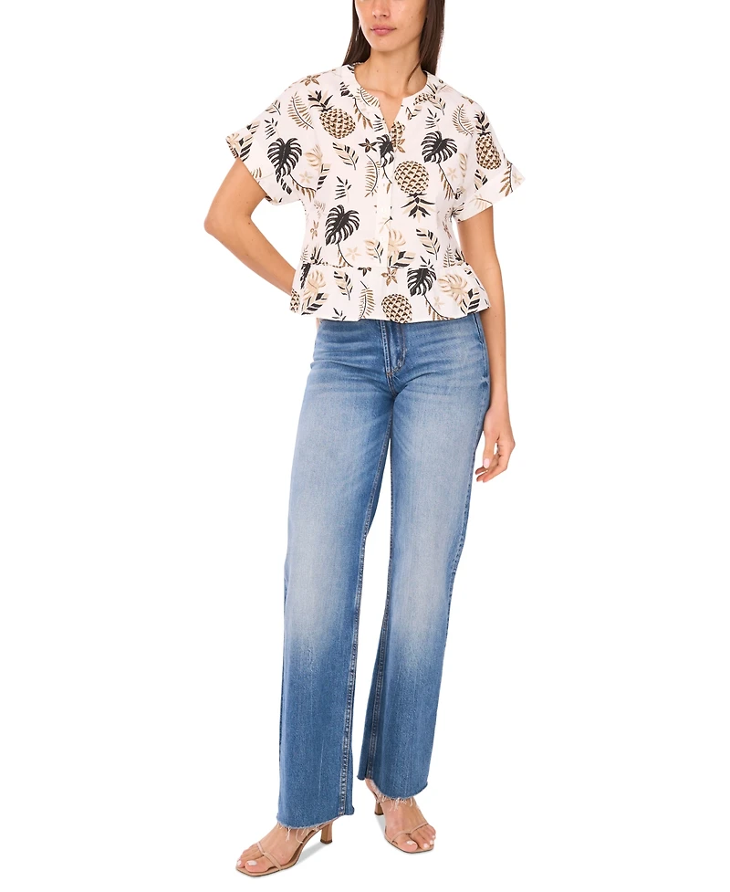 Sam & Jess Women's Printed Cotton Peplum Shirt