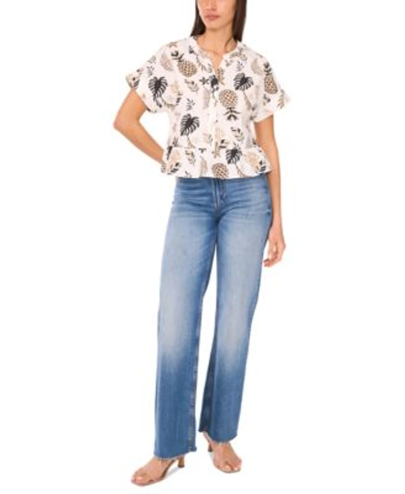 Sam Jess Womens Printed Cotton Peplum Shirt Pant