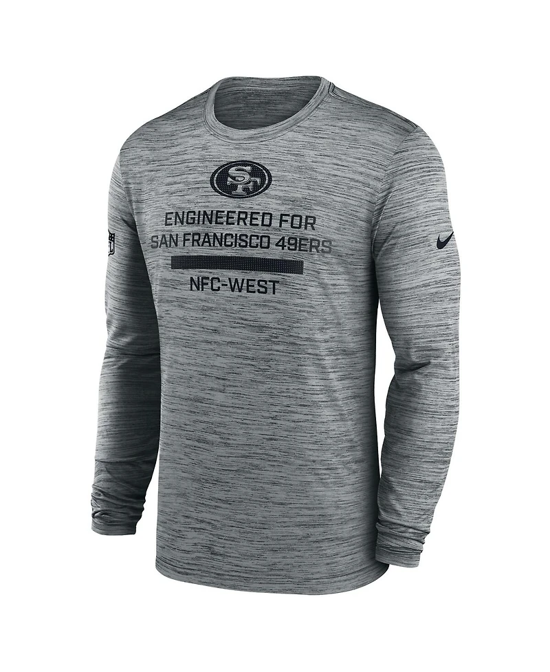 Nike Men's Gray San Francisco 49ers Sideline Velocity Performance Long Sleeve T-Shirt
