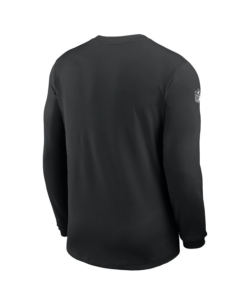 Nike Men's Black Baltimore Ravens Sideline Coach Uv Performance Long Sleeve T-Shirt