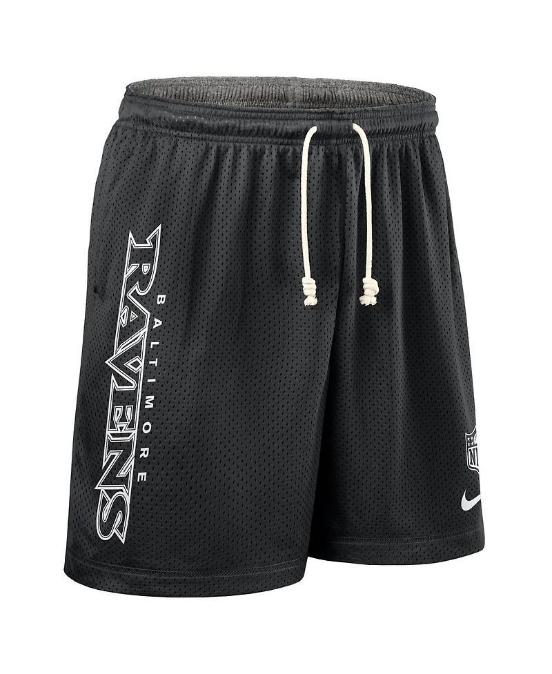 Nike Men's Black Baltimore Ravens Sideline Reversible Performance Shorts