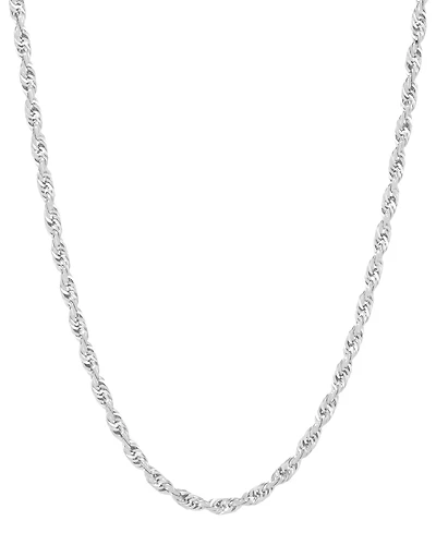 Italian Gold Rope Chain 18" Collar Necklace in 14k White Gold