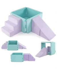 Slickblue Kids 3-in-1 Soft Climbing Blocks Play Set with Foam and Suede Fabric