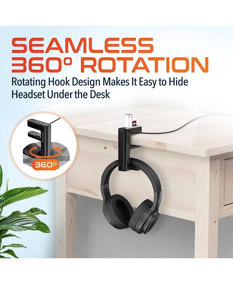 Delton HS7 Headset Holder and Usb Charging Stand