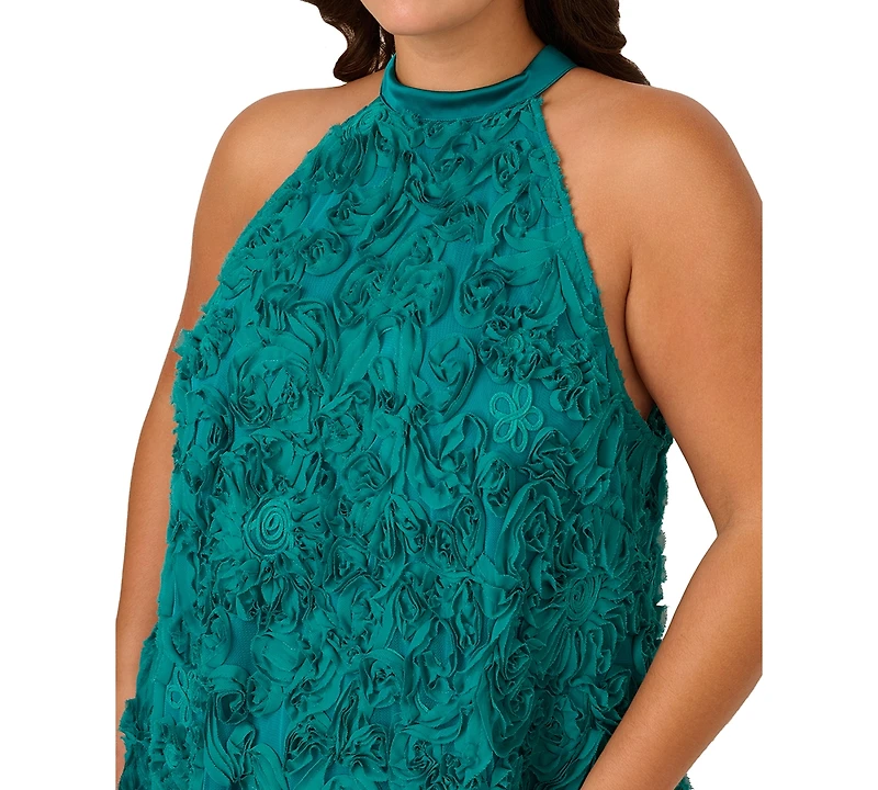 Adrianna Plus Embroidered Short Halter Dress
