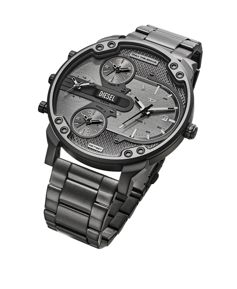 Diesel Men's Mr. Daddy Slim Quartz Three-Hand Date Gray Stainless Steel Watch, 54mm