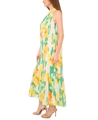 Msk Women's Printed Sleeveless Halter Neck Maxi Dress