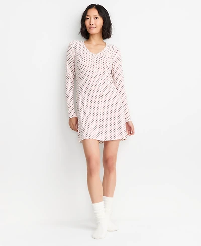 State of Day Women's Heather Rib-Knit Henley Sleepshirt, Macy's Exclusive
