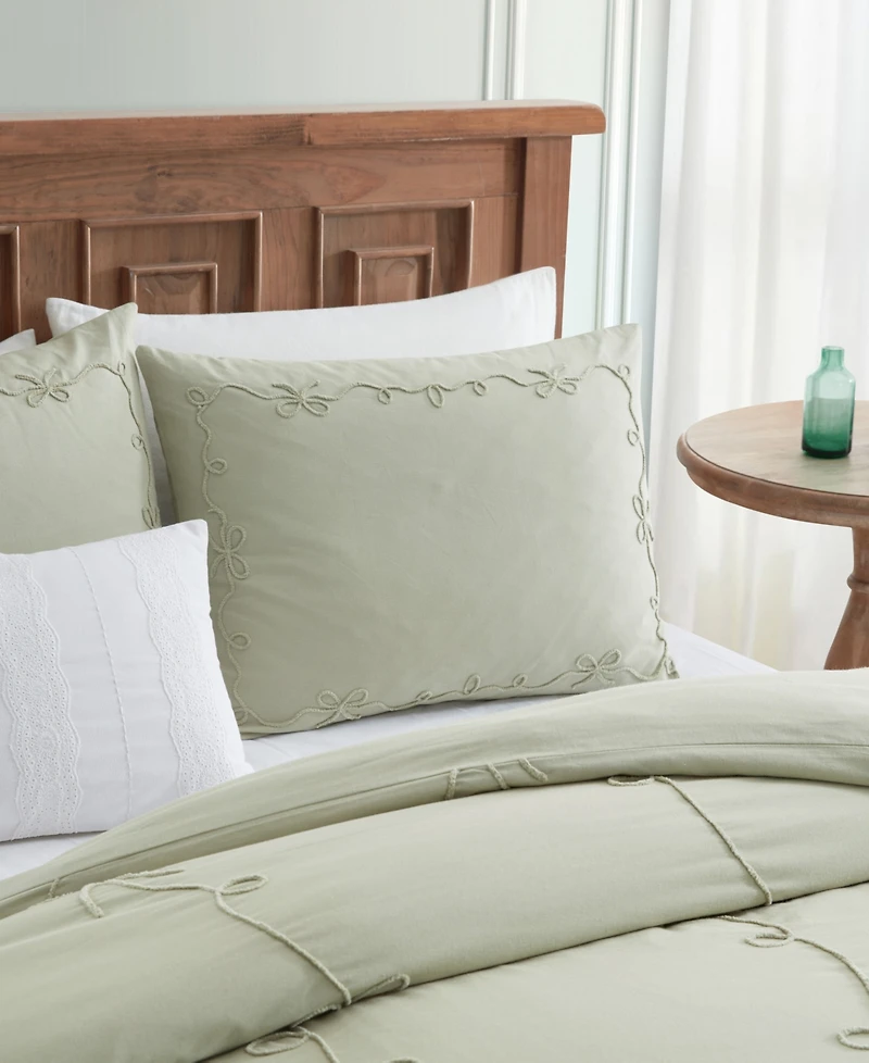 Peri Home Sasha Bows Embroidered 3-Pc. Duvet Cover Set, Full/Queen