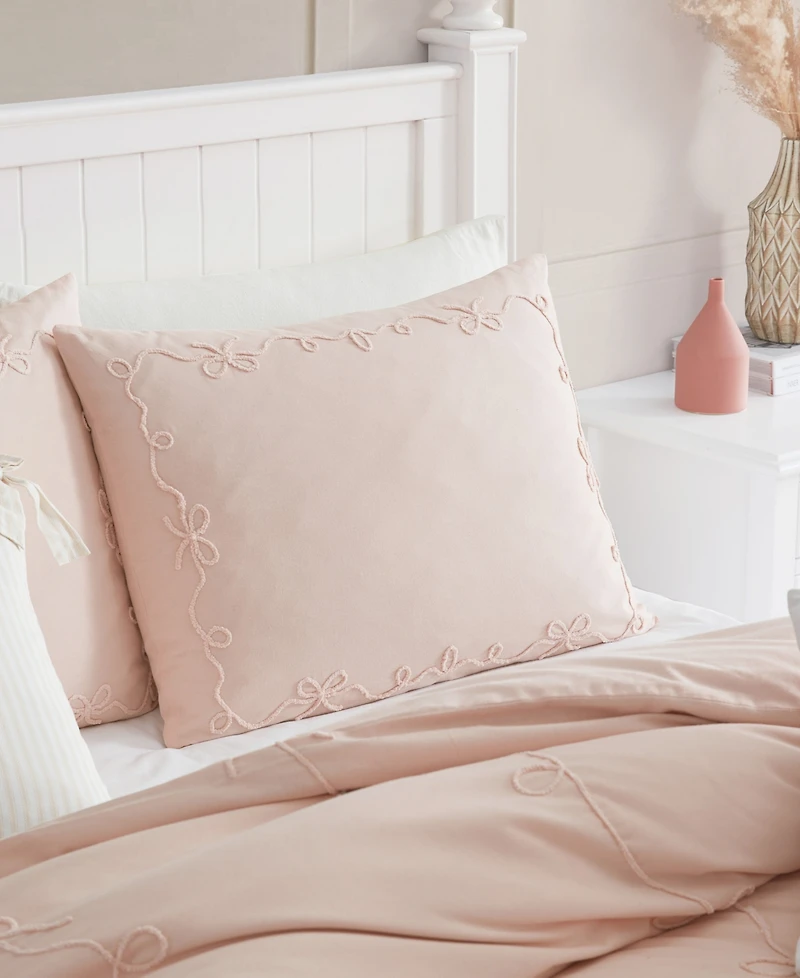 Peri Home Sasha Bows Embroidered 3-Pc. Duvet Cover Set