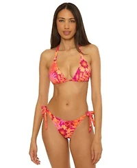 Becca Womens Copacabana Reversible Triangle Bikini Top Side Tie Bottoms