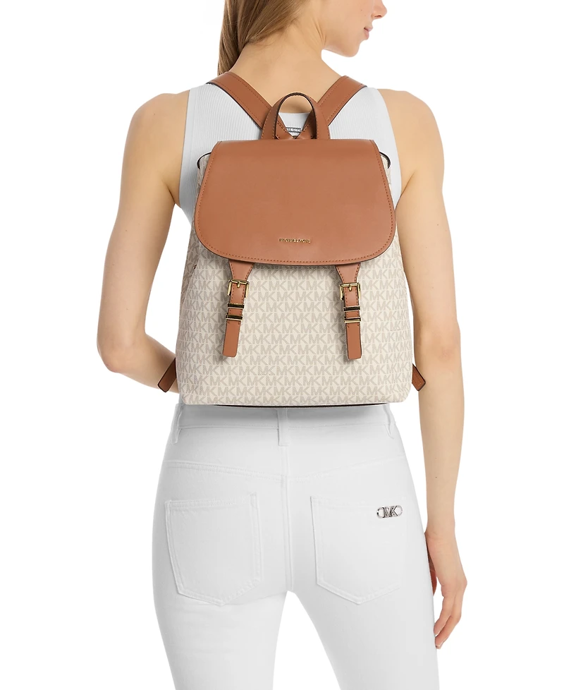 Michael Kors Quinn Medium Signature Logo Flap Backpack