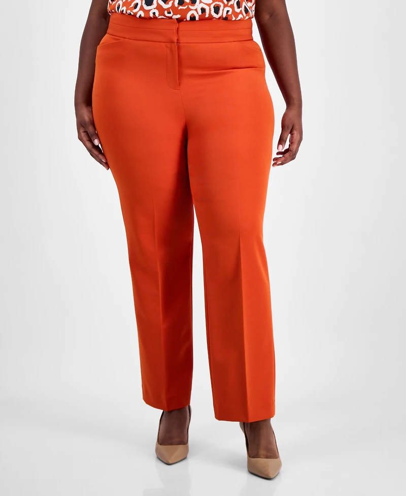 Tahari Asl Plus Mid-Rise Bell-Bottom Pants