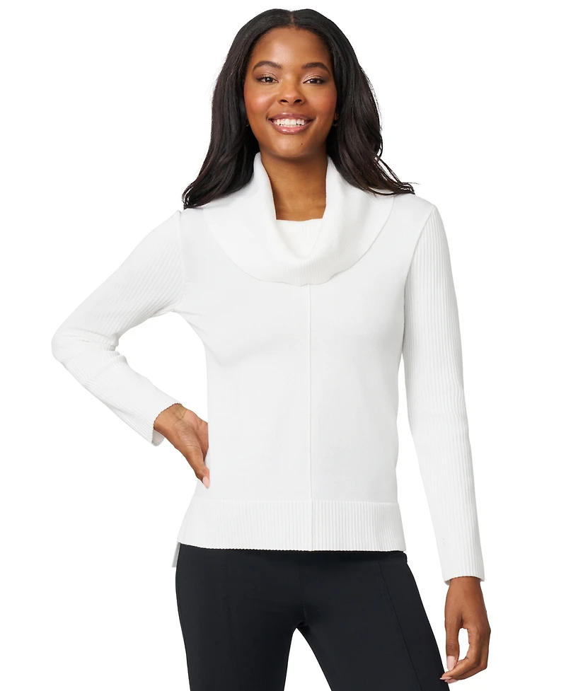 Melissa Paige Women's Ribbed Stitch Cowl-Neck Sweater