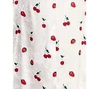 Crystal Doll Juniors' Printed Satin Puff-Sleeve Midi Dress