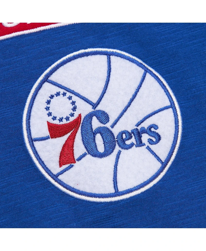 Mitchell & Ness Men's Royal Philadelphia 76ers Hardwood Classics Felt Applique Slub T-Shirt