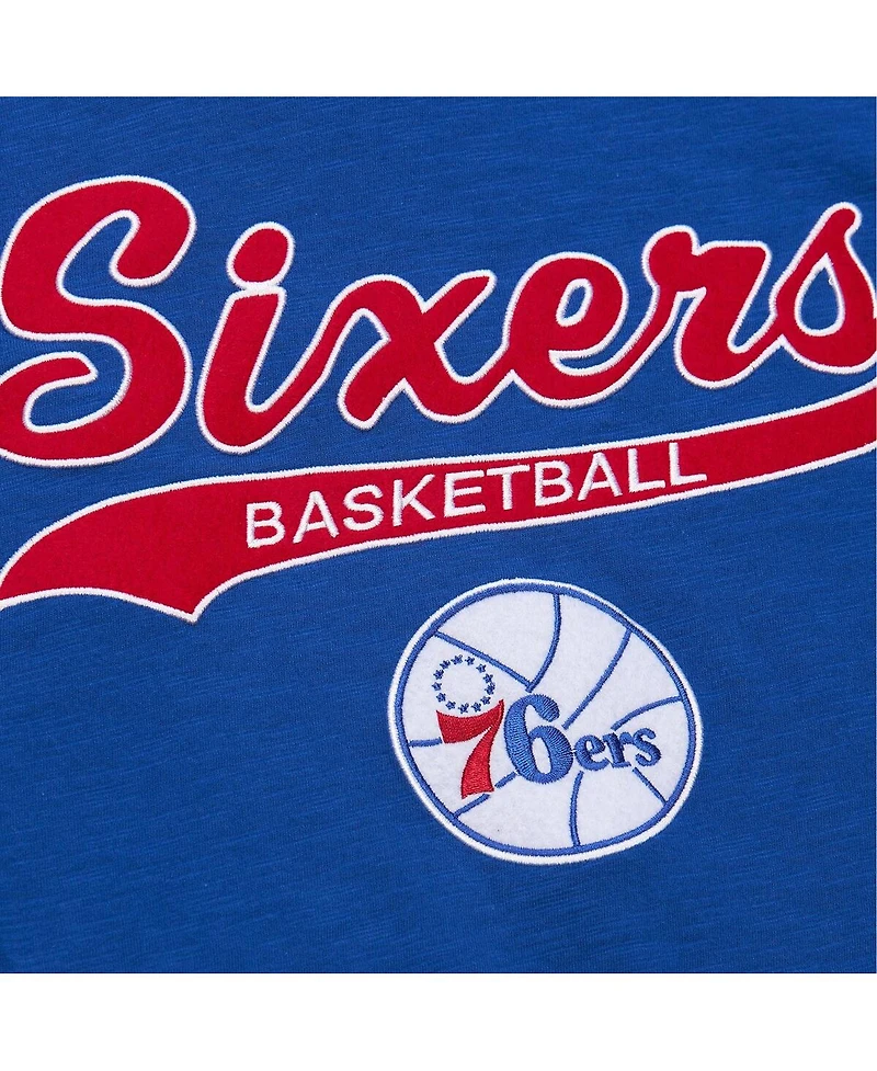 Mitchell & Ness Men's Royal Philadelphia 76ers Hardwood Classics Felt Applique Slub T-Shirt