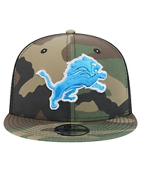 New Era Big Boys and Girls Camo Detroit Lions Throwback Main Trucker 9FIFTY Snapback Hat