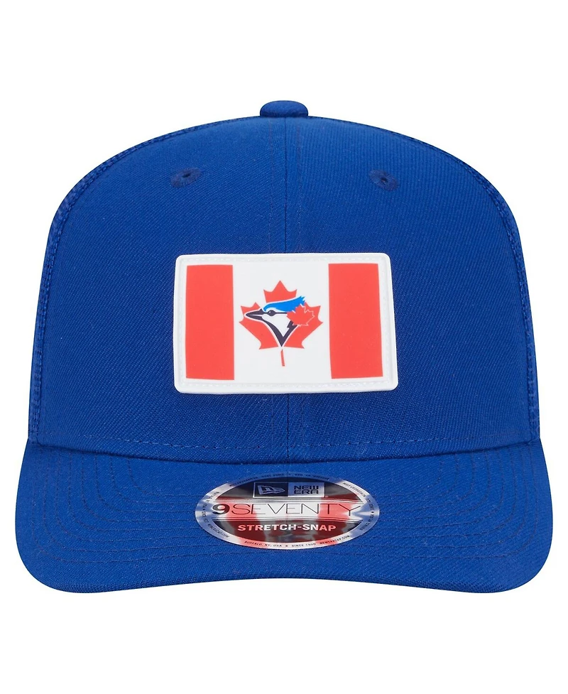 New Era Men's Royal Toronto Blue Jays Flag 9SEVENTY Coolera Stretch-Snap Hat