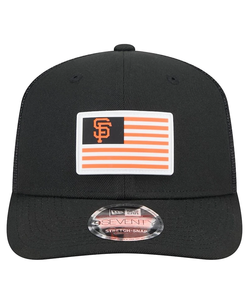 New Era Men's Black San Francisco Giants Flag 9SEVENTY Coolera Stretch-Snap Hat