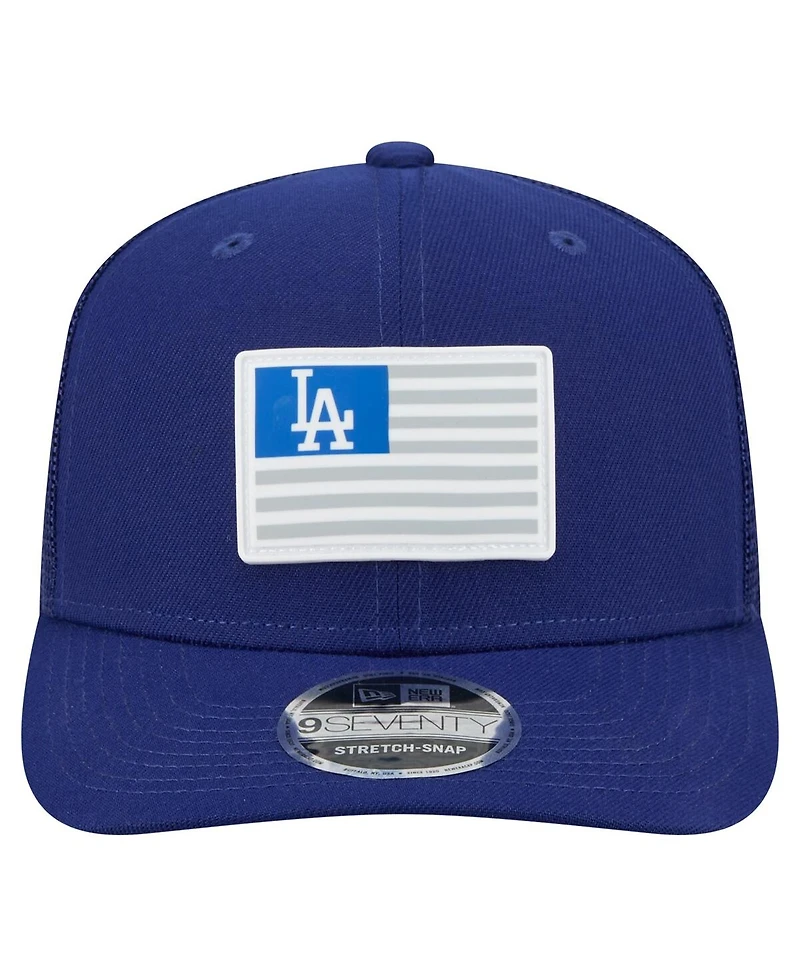 New Era Men's Royal Los Angeles Dodgers Flag 9SEVENTY Coolera Stretch-Snap Hat