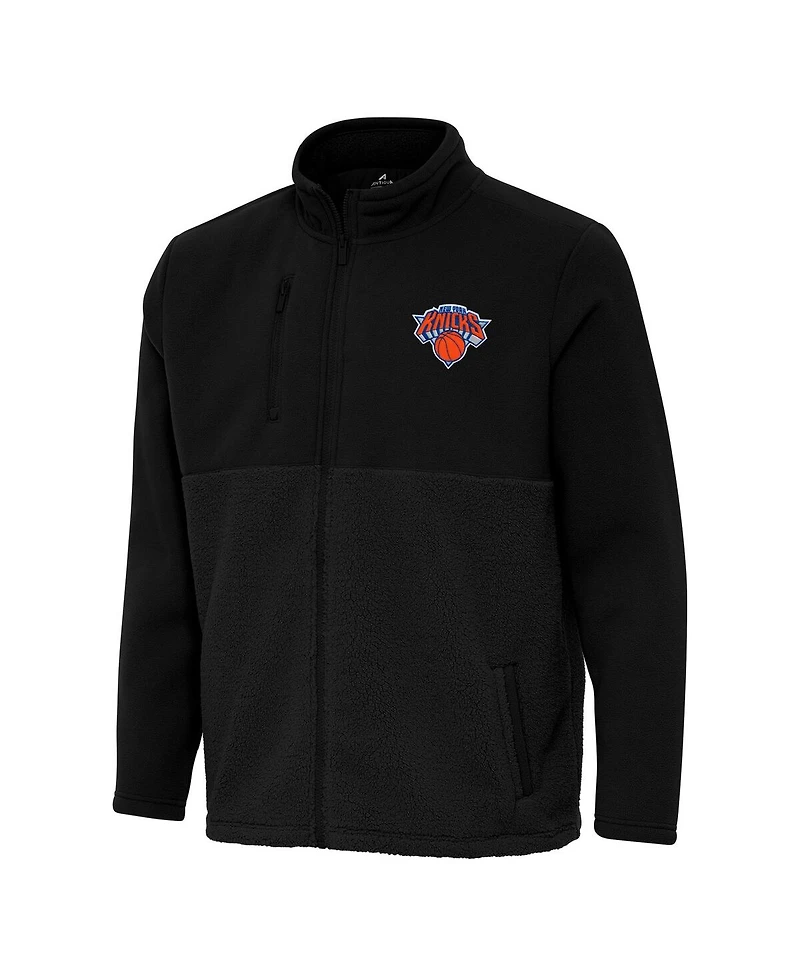 Antigua Men's Black New York Knicks Daily Fused Full-Zip Jacket