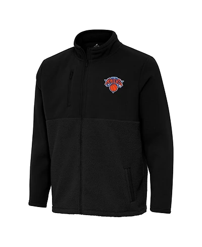 Antigua Men's Black New York Knicks Daily Fused Full-Zip Jacket