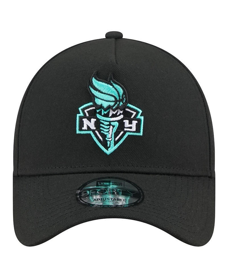 New Era Men's Black New York Liberty Core Logo A-Frame 9FORTY Adjustable Hat