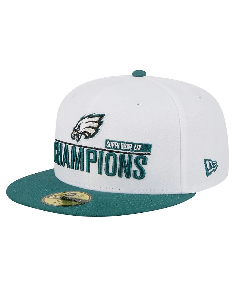 New Era Men's White/Midnight Green Philadelphia Eagles Super Bowl Lix Champions 59FIFTY Fitted Hat