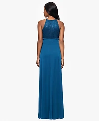 B&A By Betsy and Adam Petites Lace Long Halter Dress