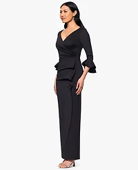 Betsy & Adam Petites V-Neck Scuba Long Sheath Dress