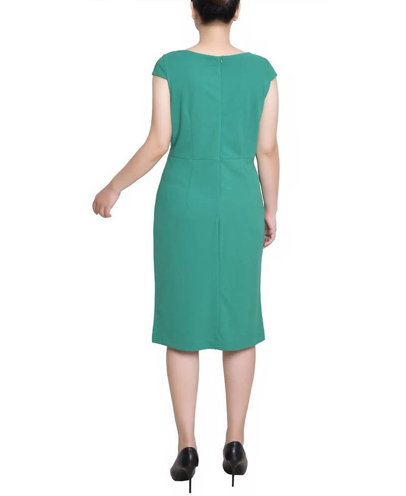 Ny Collection Petite Cap Sleeve Exposed Zipper Dress