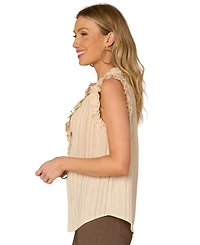Democracy Petite Striped Ruffled Blouse