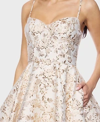 B Darlin Juniors' Sleeveless Jacquard Fit & Flare Dress