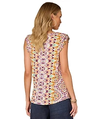 Democracy Petite Scoop-Neck Knot-Hem Cap-Sleeve Top