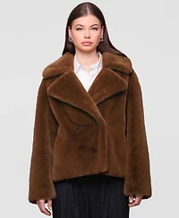 Avec Les Filles Women's Notched-Collar Faux-Fur Coat