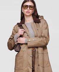 Avec Les Filles Women's Hooded Midi Canvas Jacket