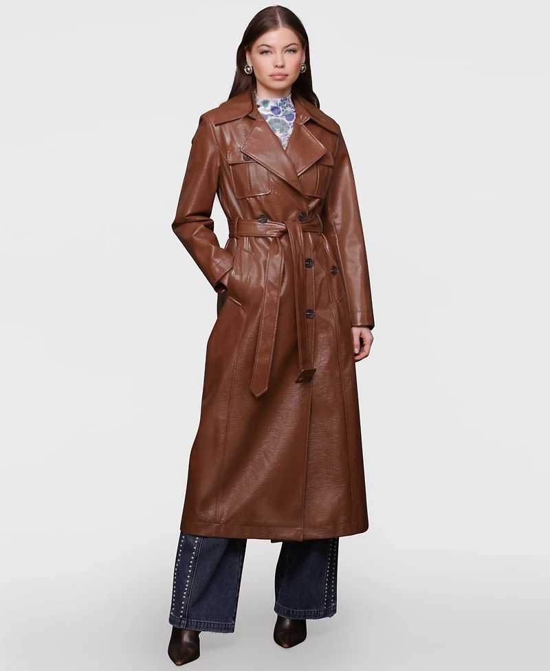 Avec Les Filles Women's Belted Faux-Leather Trench Coat