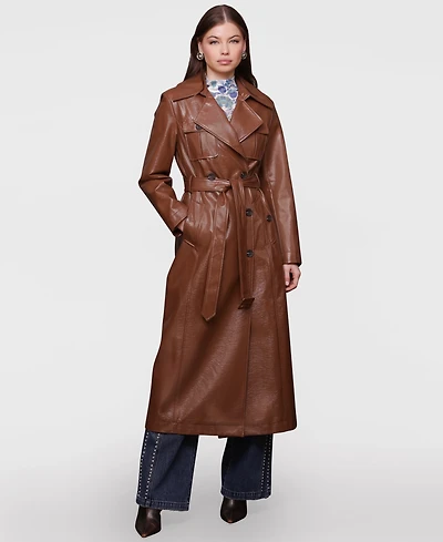 Avec Les Filles Women's Belted Faux-Leather Trench Coat