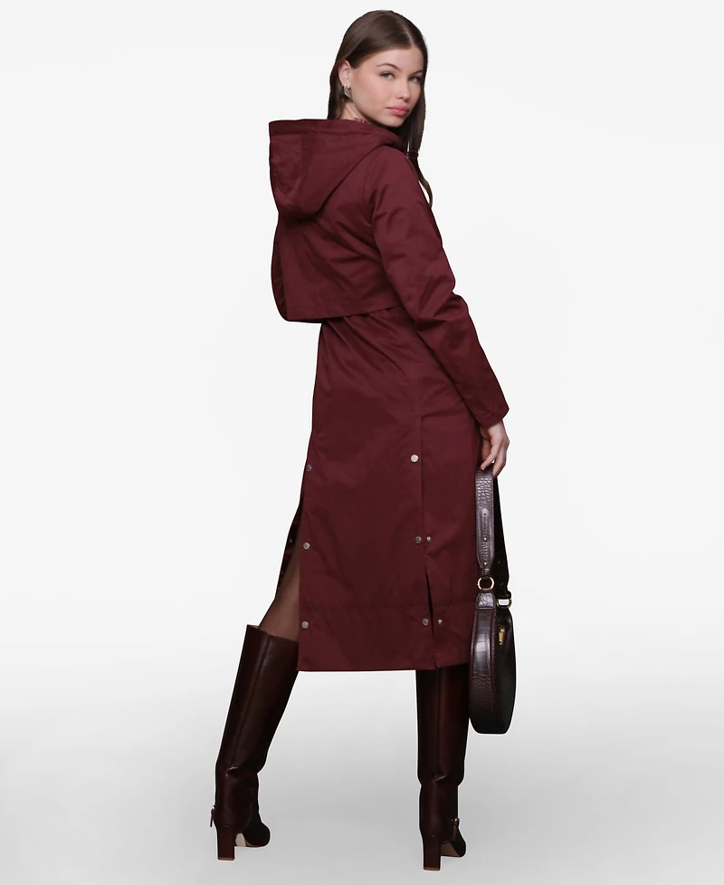 Avec Les Filles Women's Hooded Canvas Maxi Coat