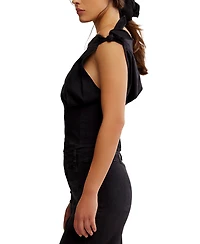 Free People Women's Louie Cotton Denim Tie-Shoulder Top