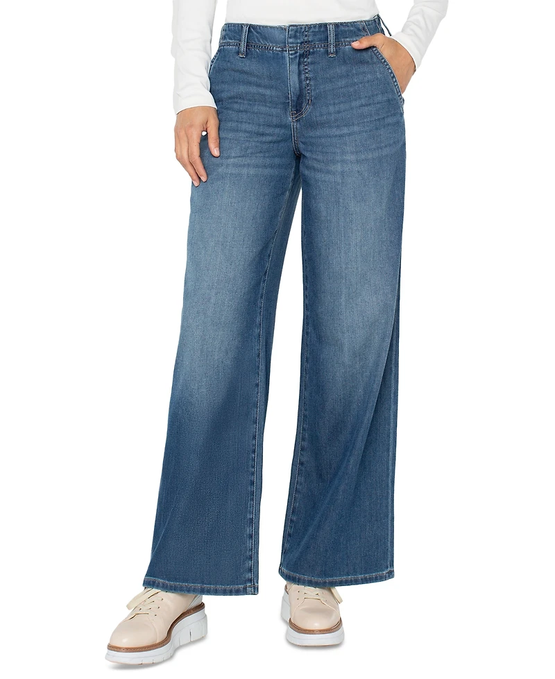 Liverpool Los Angeles Petite Weekender Wide-Leg Jeans