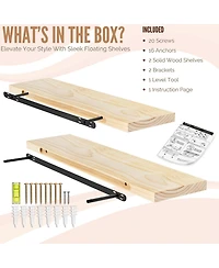 Sorbus 2 Pack 35" Solid Wood Floating Shelves - for Bathroom Decor, Books, Bedroom & Living Room