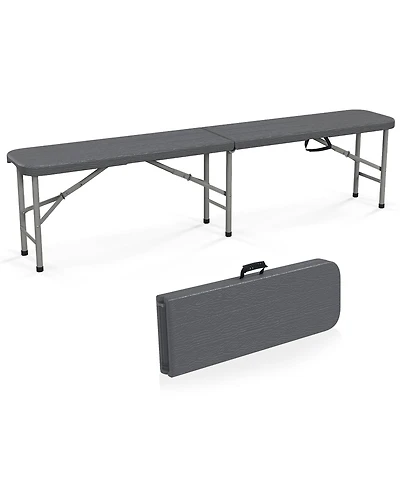 Gymax 6 ft Plastic Folding Bench Portable Fold-in-Half Seat w/ 1320 Lbs Capacity