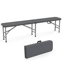 Gymax 6 ft Plastic Folding Bench Portable Fold-in-Half Seat w/ 1320 Lbs Capacity