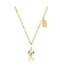 Rachel Glauber 14K Gold Plated Spherical Pendant with Rectangular Accent Necklace