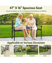 Gymax 51'' Metal Bench Slatted Garden Bench for 2-3 People Patio Park-Style Loveseat