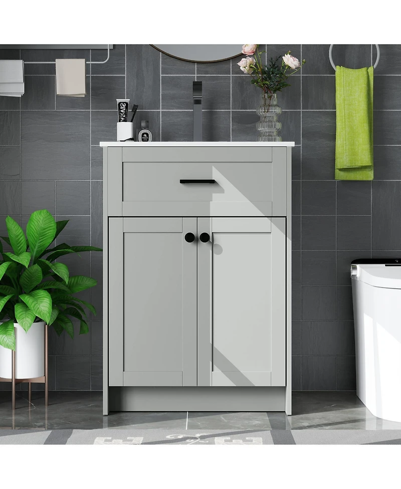 Slickblue Bathroom Vanity Unit with Basin and Double Doors for Compact Storage
